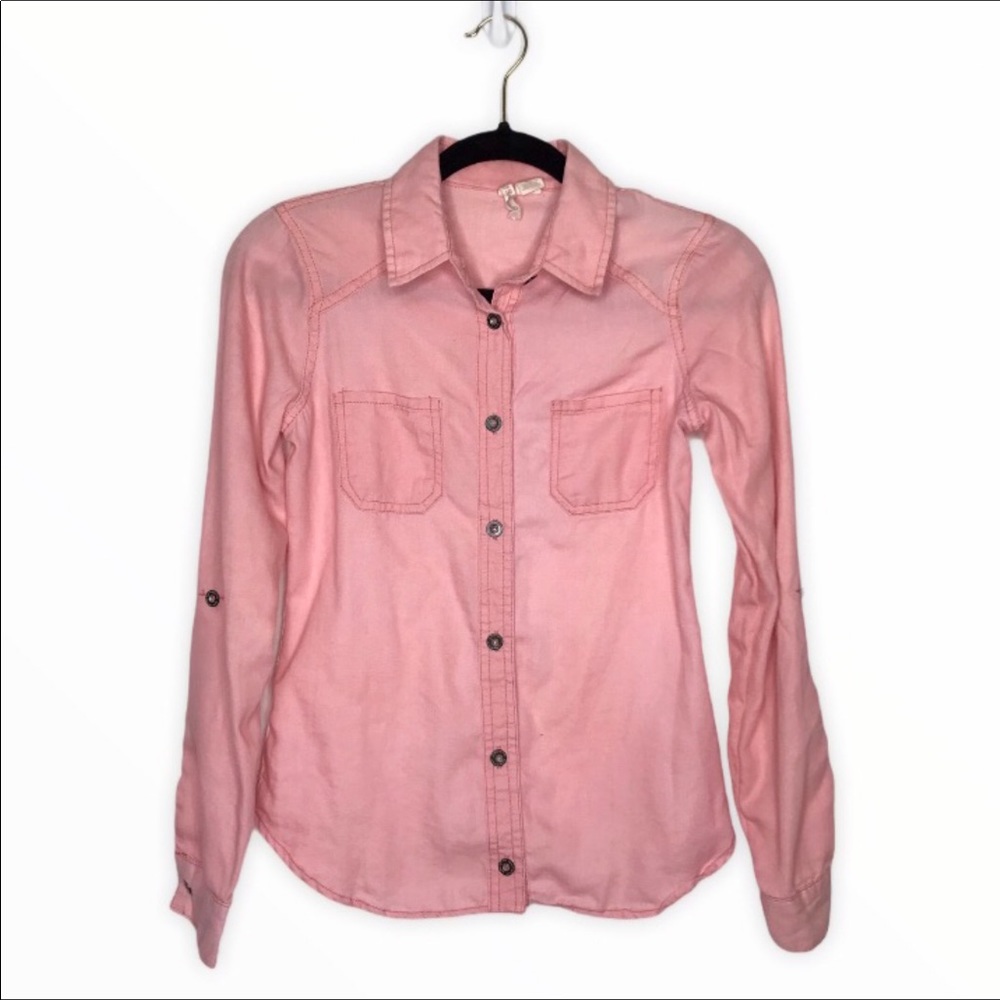 Red Camel-Pink Button down Shirt-Back is lace-XS-EUC